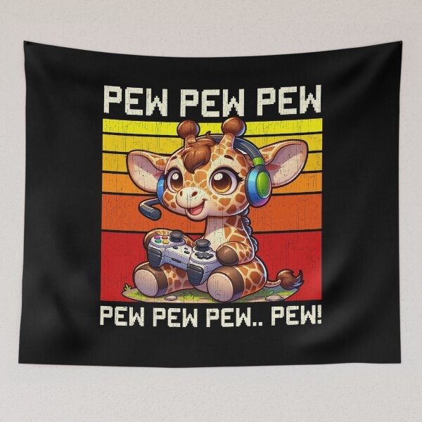 Item preview, Funny Giraffe Vintage Gamer Videogames Pew Zoo Boys Girls Kids designed and sold by rafaeltto.