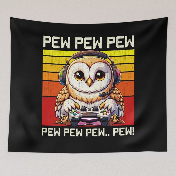 Item preview, Funny Barn Owl Vintage Gamer Videogames Pew Zoo Boys Girls Kids designed and sold by rafaeltto.