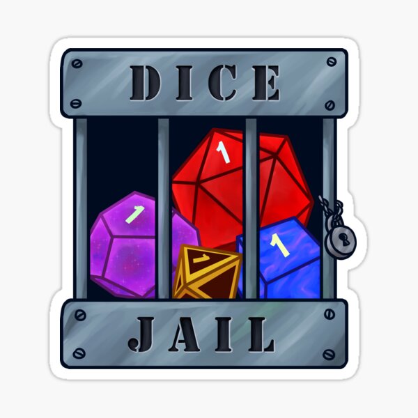 "Dice Jail" Sticker by ashestheartist Redbubble
