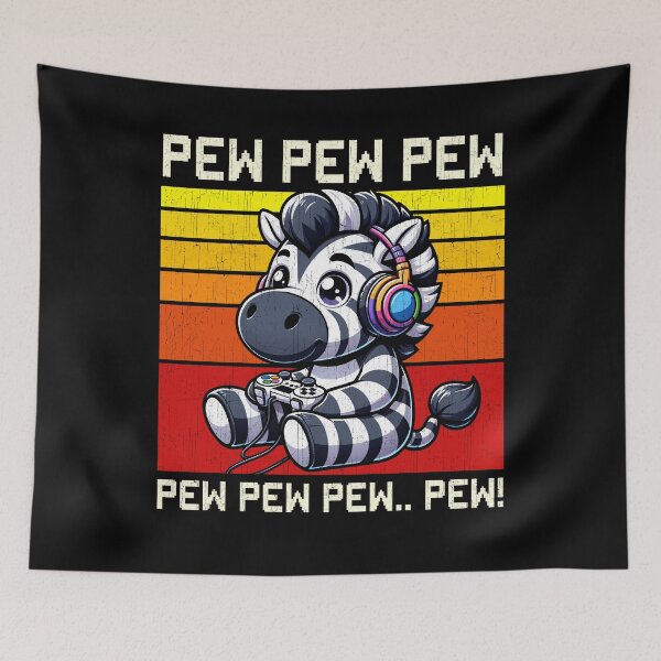 Item preview, Funny Zebra Vintage Gamer Videogames Pew Zoo Boys Girls Kids designed and sold by rafaeltto.