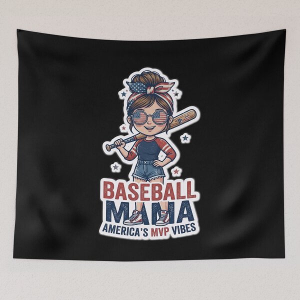 Item preview, Baseball Mama America's MVP Vibes Patriotic Messy Bun designed and sold by Lozarux.