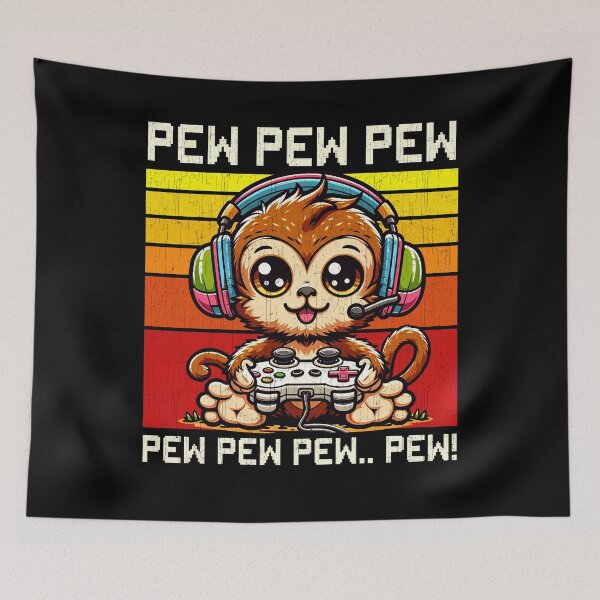 Item preview, Funny Monkey Vintage Gamer Videogames Pew Zoo Boys Girls Kids designed and sold by rafaeltto.