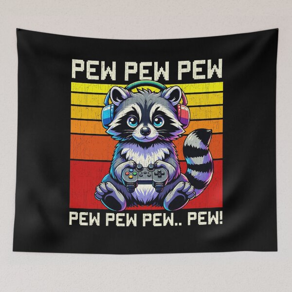 Item preview, Funny Raccoon Vintage Gamer Videogames Pew Zoo Boys Girls Kids designed and sold by rafaeltto.
