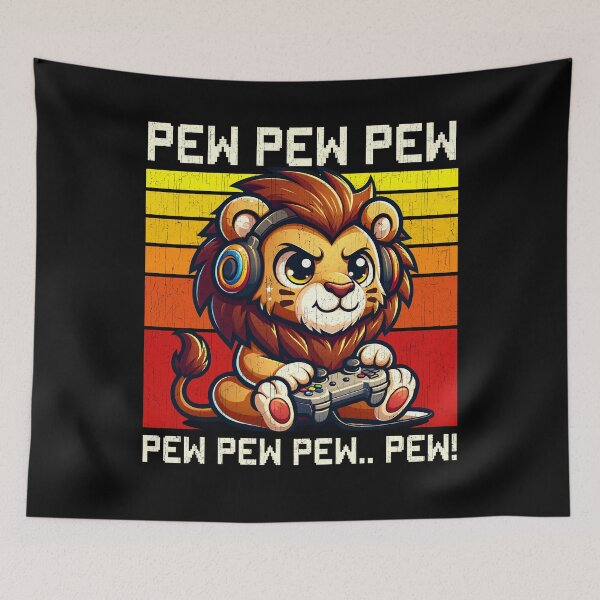 Item preview, Funny Lion Vintage Gamer Videogames Pew Zoo Boys Girls Kids designed and sold by rafaeltto.