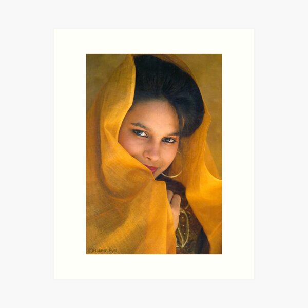 Item preview, A SHY GIRL WITH YELLOW DRAPE designed and sold by RakeshSyal.