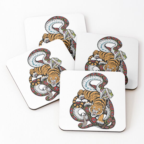 Item preview, Fierce Tiger Fighting Snake Ornate Pop Art designed and sold by RamyGallery.