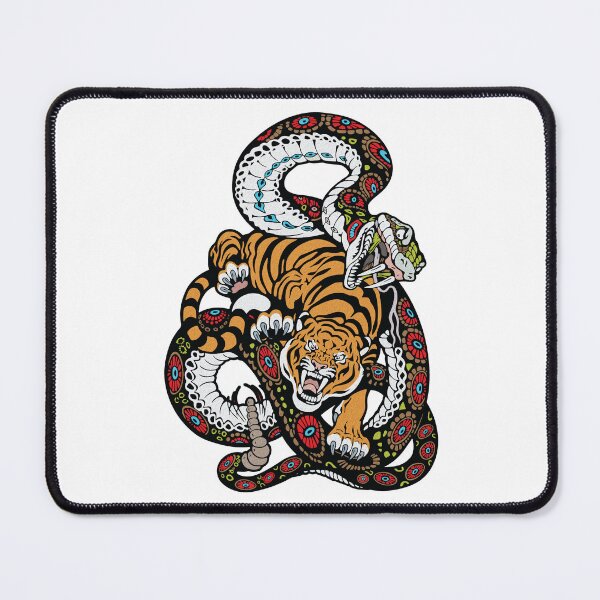 Item preview, Fierce Tiger Fighting Snake Ornate Pop Art designed and sold by RamyGallery.