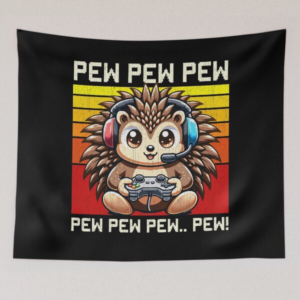 Item preview, Funny Hedgehog Vintage Gamer Videogames Pew Zoo Boys Girls Kids designed and sold by rafaeltto.