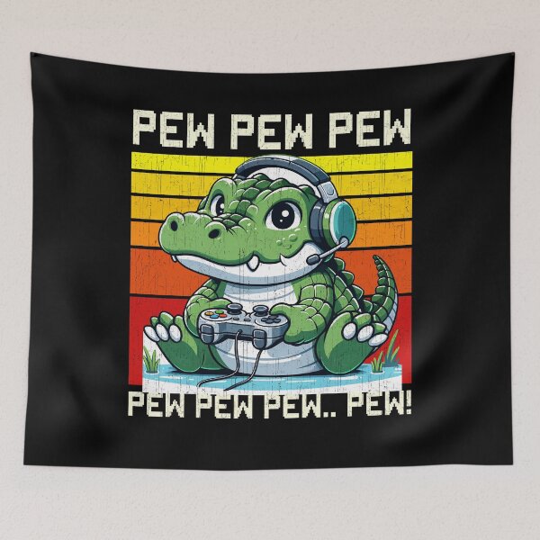 Item preview, Funny Crocodile Vintage Gamer Videogames Pew Zoo Boys Girls Kids designed and sold by rafaeltto.