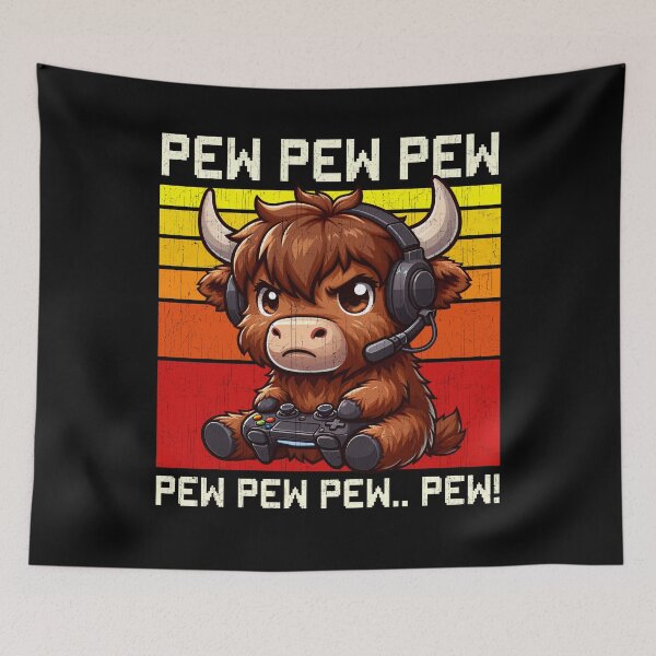 Item preview, Funny Highland Cow Vintage Gamer Videogames Pew Zoo Boys Girls Kids designed and sold by rafaeltto.
