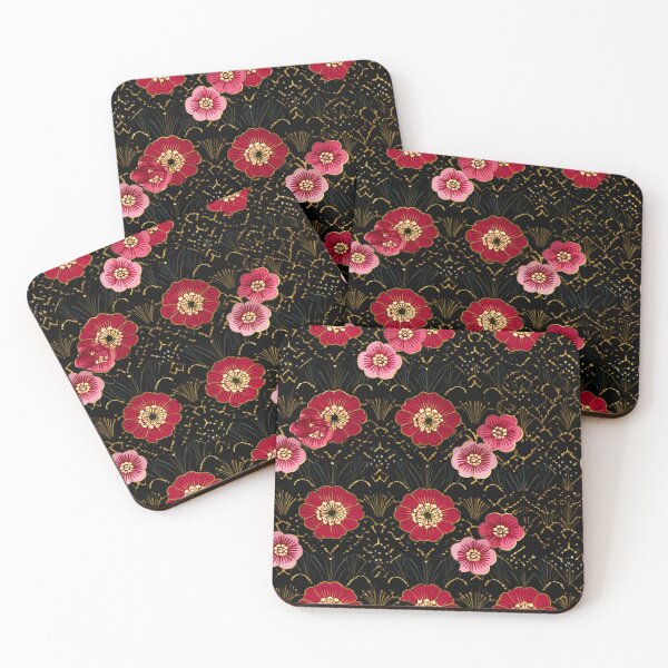 Item preview, Elegant Japanese Floral Pattern Red Pink Blossom designed and sold by NicolasGlowArt.