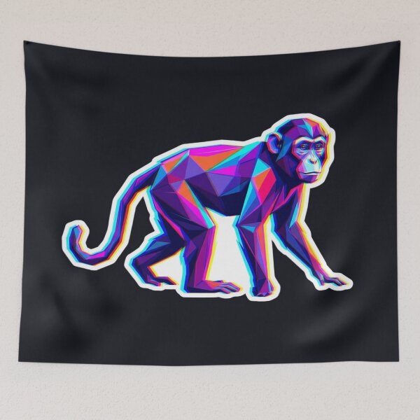 Item preview, Chimpanzee Low Poly Sticker – Colorful Vector Art for Geometry Fans designed and sold by bsbd-action.