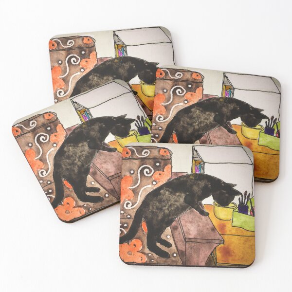 Item preview, Black Cat Stealing a Lick designed and sold by dkatiepowellart.