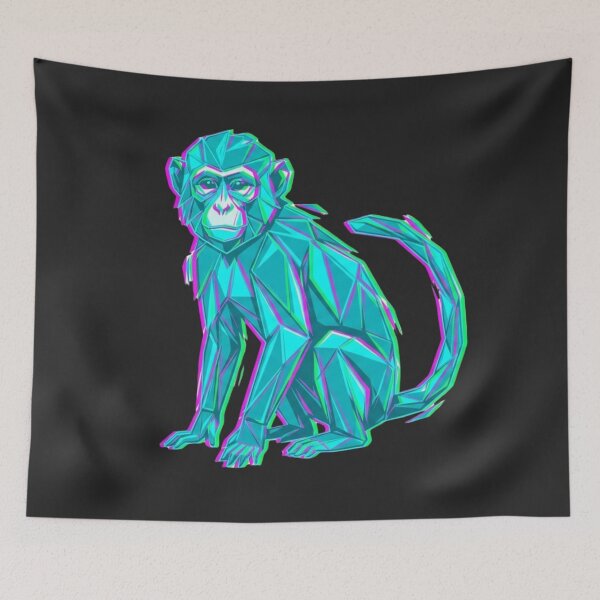 Item preview, Neon Turquoise Monkey Sticker – Bright Ape Design for Vaporwave Enthusiasts designed and sold by bsbd-action.