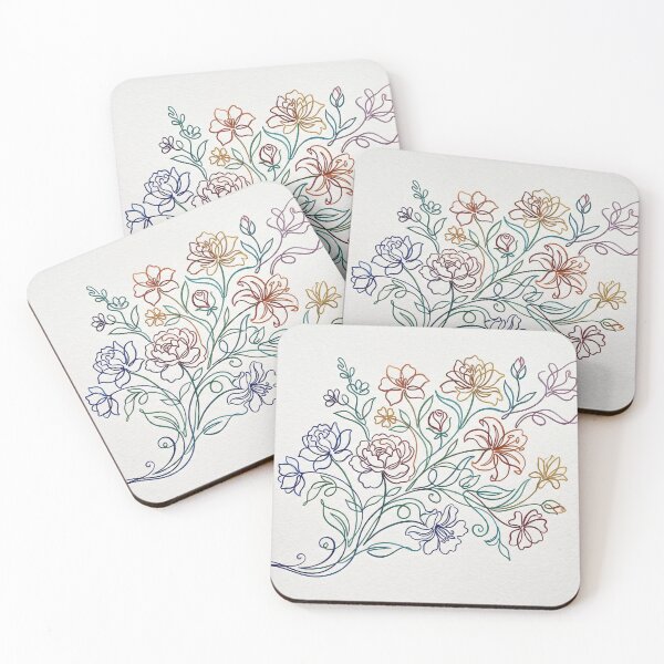 Item preview, Colorful Continuous Line Floral Bouquet Illustration designed and sold by PixorStudio.