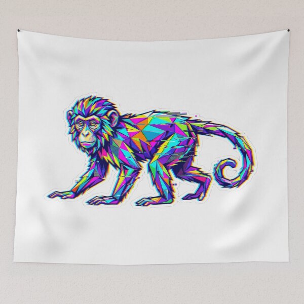 Item preview, Multicolor Glitch Monkey Sticker – Psychedelic Monkey Art for Creative Minds designed and sold by bsbd-action.