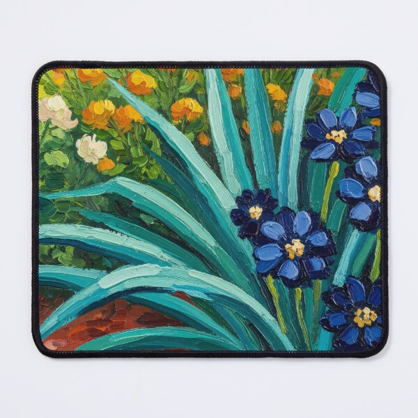 Item preview, Impasto Blue Flowers Garden Oil Painting Texture Scene designed and sold by PixorStudio.