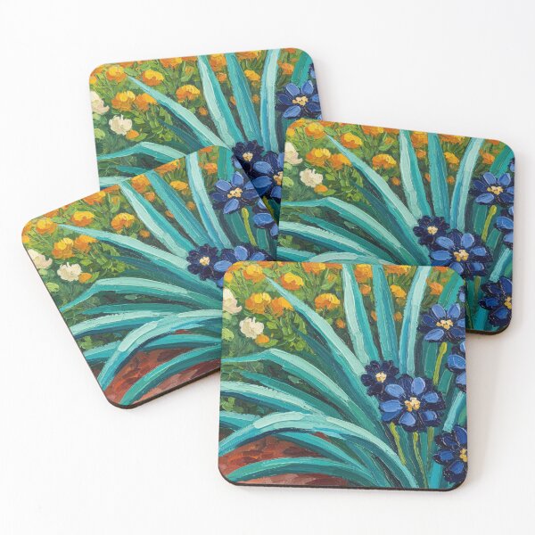 Item preview, Impasto Blue Flowers Garden Oil Painting Texture Scene designed and sold by PixorStudio.