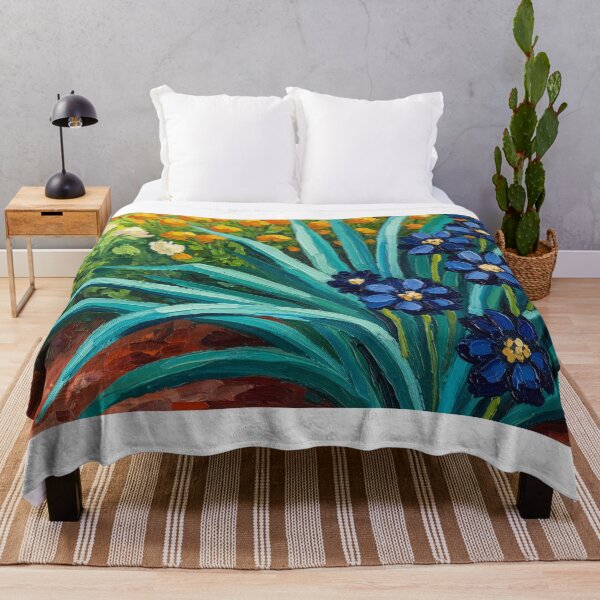 Item preview, Impasto Blue Flowers Garden Oil Painting Texture Scene designed and sold by PixorStudio.