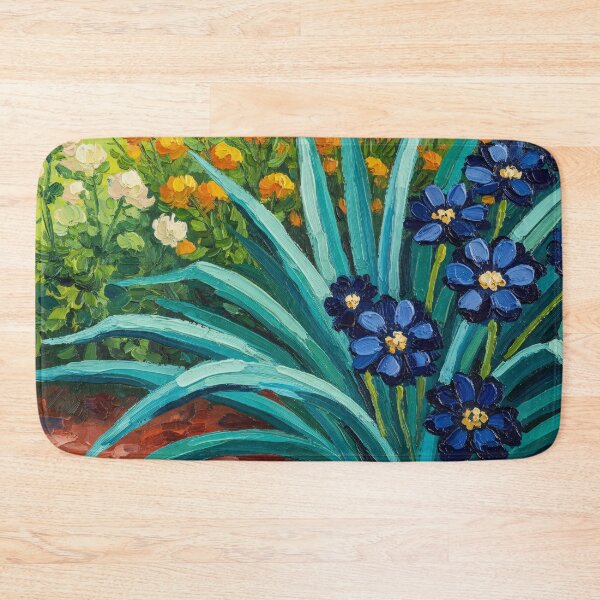 Item preview, Impasto Blue Flowers Garden Oil Painting Texture Scene designed and sold by PixorStudio.