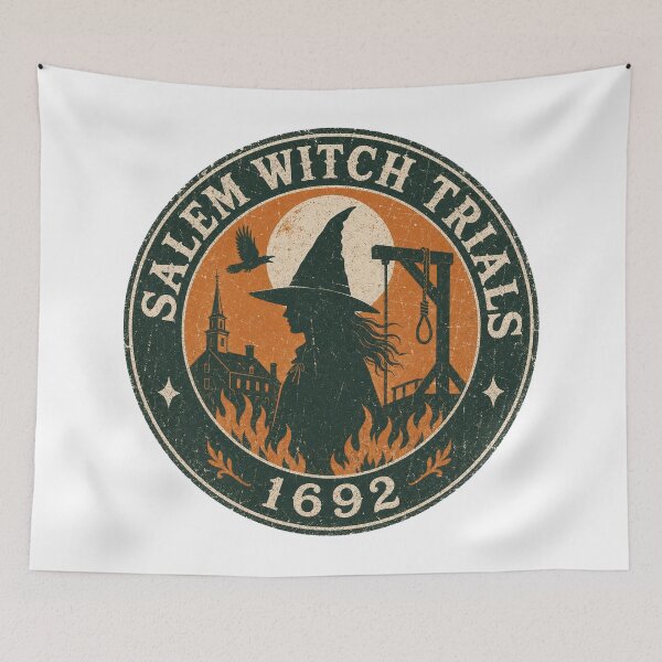 Item preview, Salem Witch Trials 1692 Vintage Badge Halloween True Crime Dark History Witch Gift designed and sold by Amnesia-Proto.