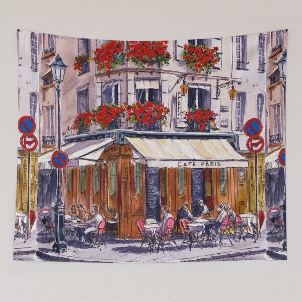 Item preview, Paris-Inspired Café Art | French Corner Restaurant Wall Print designed and sold by CARRAANN.
