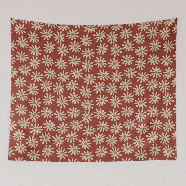 Item preview, Cute Daisy Toss Pattern On Japandi Red. designed and sold by SalsySafrano.