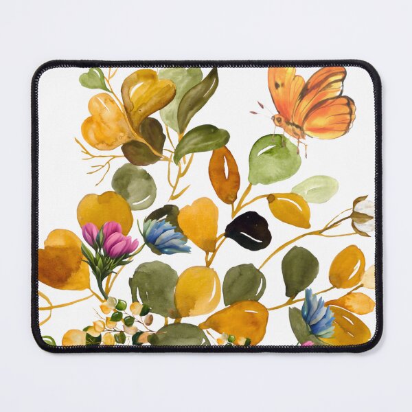 Item preview, Elegant watercolor bouquet of wildflowers and leaves with butterfly. designed and sold by VibranPalette.