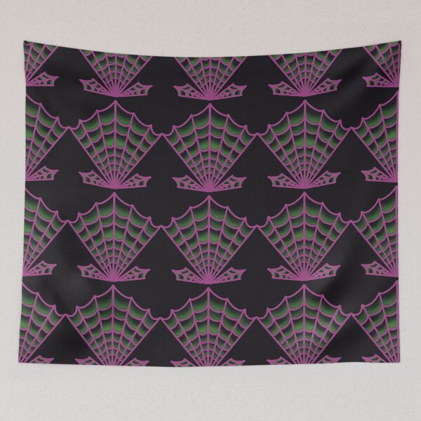Item preview, Neon Pink Green Halloween Spiderweb designed and sold by sleepyheadedbb.