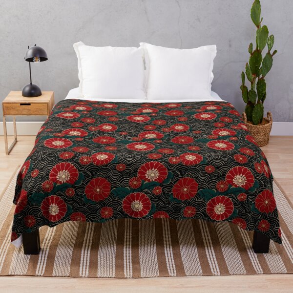 Item preview, Elegant Japanese Red Chrysanthemum Wave Pattern designed and sold by NicolasGlowArt.