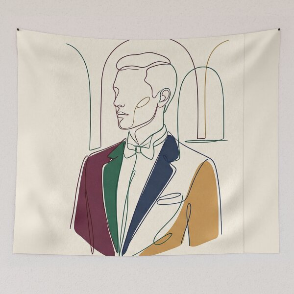 Item preview, Minimalist Color Block Line Art Formal Portrait Illustration designed and sold by PixorStudio.