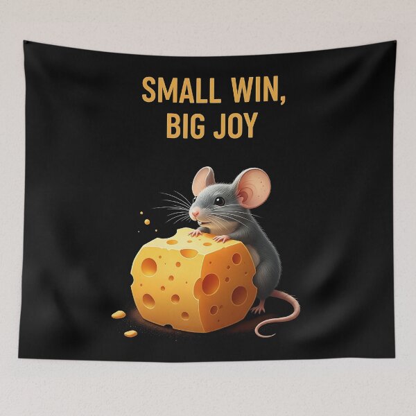 Item preview, Small Win Big Joy Cute Mouse Hugging Cheese Funny Animal Hoodie designed and sold by UrbanPrts.