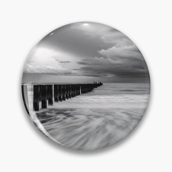 Item preview, Stormy Coastal Jetty Black White Long Exposure Photography designed and sold by PixorStudio.