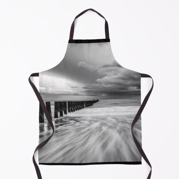 Item preview, Stormy Coastal Jetty Black White Long Exposure Photography designed and sold by PixorStudio.