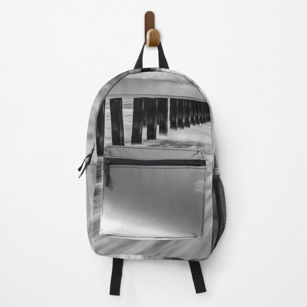 Item preview, Stormy Coastal Jetty Black White Long Exposure Photography designed and sold by PixorStudio.