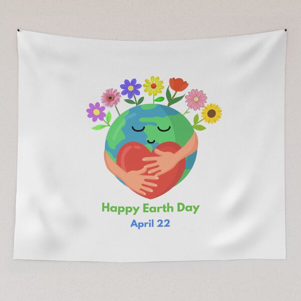 Item preview, Happy Earth Day April 22 Cute Smiling Earth Hugging Heart Design – Eco Friendly Aesthetic for Stickers, T-Shirts & Gifts designed and sold by SyedaPrints.