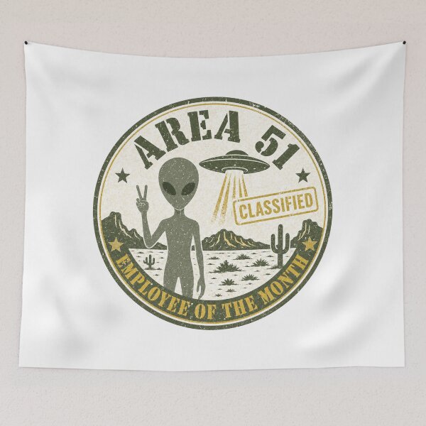 Item preview, Area 51 Employee of the Month Vintage UFO Alien Conspiracy Humor Gift Classified designed and sold by Amnesia-Proto.