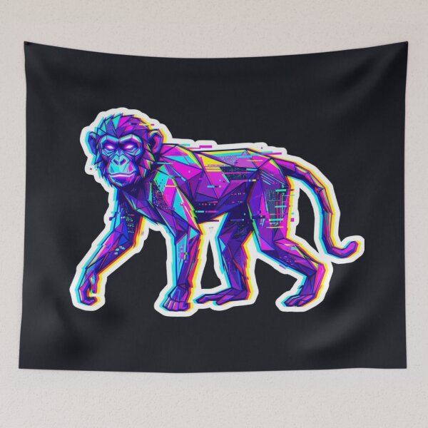 Item preview, Cyber Glitch Chimpanzee Sticker – Robotic Ape Decal for Sci-Fi Fans designed and sold by bsbd-action.