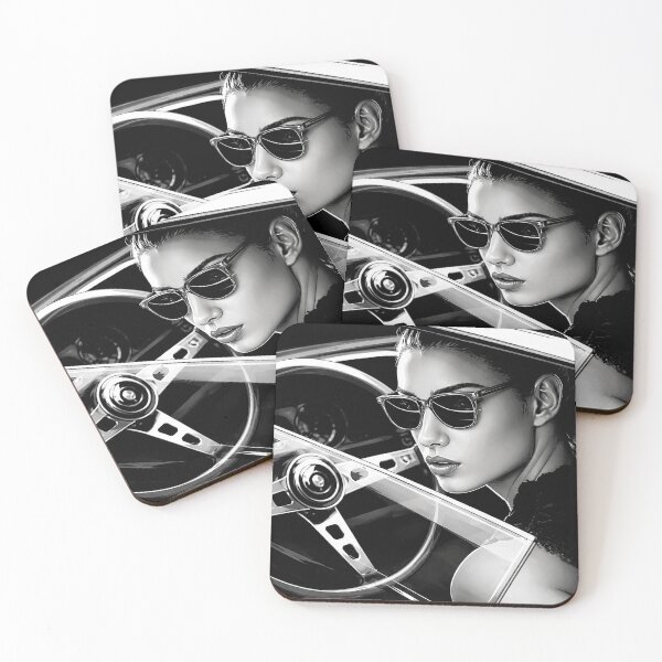 Item preview, Vintage Glamour Portrait – Classic Car Interior Noir Illustration designed and sold by Stinky Lincy's Apparel Company.