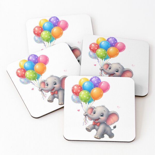 Item preview, Cute Baby Elephant Holding Colorful Balloons designed and sold by Hafcishop.