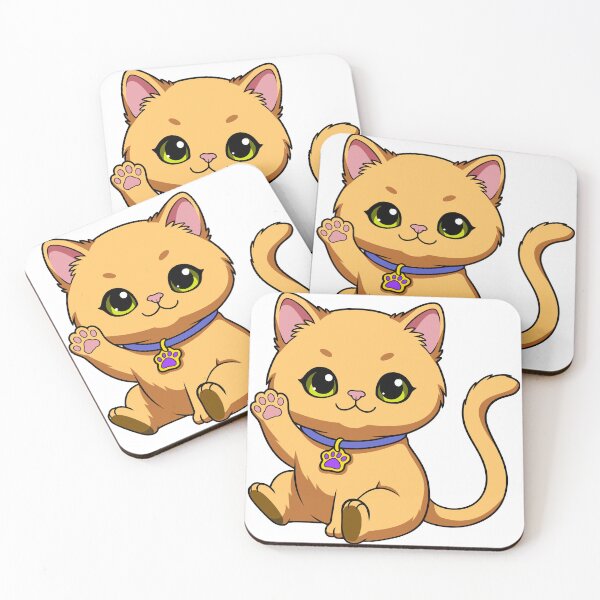 Item preview, Cute Orange Ginger Cat Waving Hello Kawaii Chibi Kitten designed and sold by el.azraq.