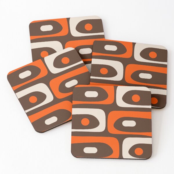 Item preview, Retro 70s Aesthetic Abstract Mid Century Modern Minimalist Piquet Pattern in Seventies Brown and Orange designed and sold by kierkegaard.