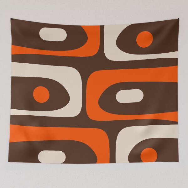 Item preview, Retro 70s Aesthetic Abstract Mid Century Modern Minimalist Piquet Pattern in Seventies Brown and Orange designed and sold by kierkegaard.