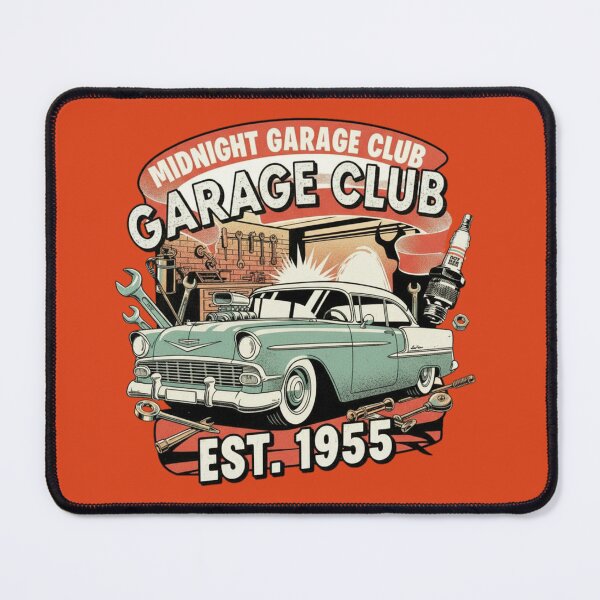 Item preview, Midnight Garage Club Est 1955 T-Shirt | Retro 50s Classic Car Design | Vintage Mechanic Hot Rod Rockabilly Style designed and sold by ObsidianUruk.