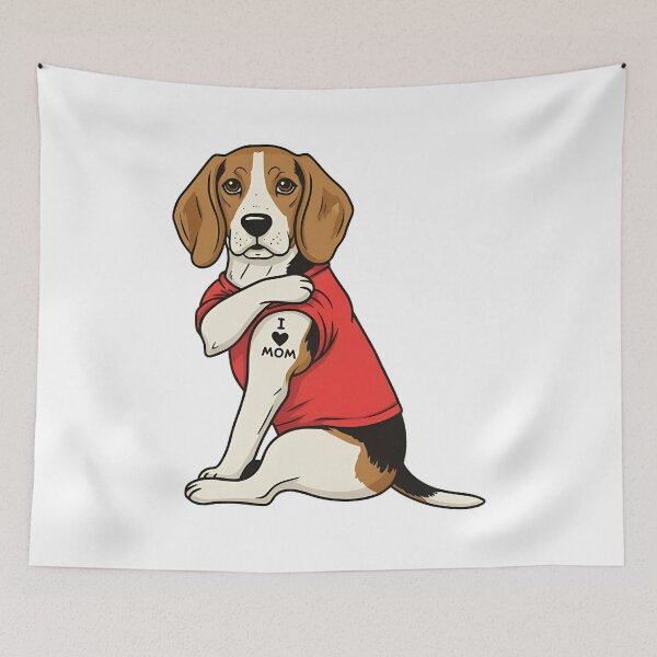 Item preview, I Love Mom Beagle Dog Tattoo Shirt designed and sold by OlyvieArt.