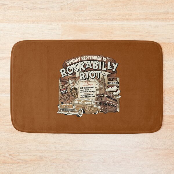 Item preview, Rockabilly Riot Vintage Poster | Retro 50s Classic Car & London Bus Design | Steampunk Rock and Roll Festival Style designed and sold by ObsidianUruk.