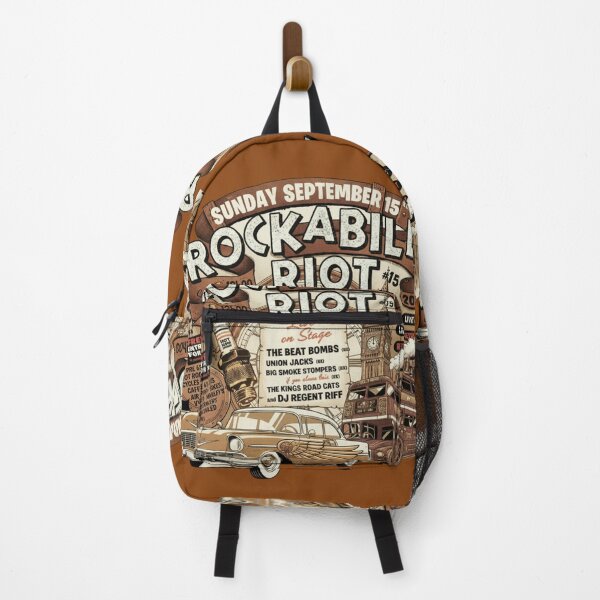 Item preview, Rockabilly Riot Vintage Poster | Retro 50s Classic Car & London Bus Design | Steampunk Rock and Roll Festival Style designed and sold by ObsidianUruk.
