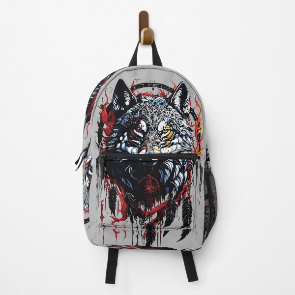 Item preview, Wolf with Dreamcatcher and Flames Mystical Art designed and sold by RamyGallery.