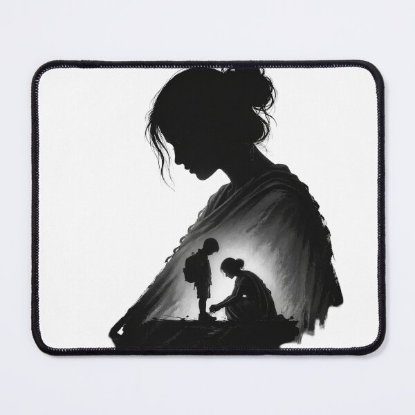 Item preview, Mother’s Sacrifice Silhouette T-Shirt | Emotional Mom Love Graphic Tee | Black and White Mother & Child Art Shirt designed and sold by UrbanEchoHub.