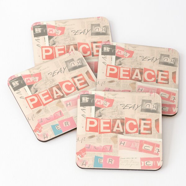 Item preview, Peace World Vintage Grunge Collage Typography Collection Design designed and sold by ART ATTACK ZONE.